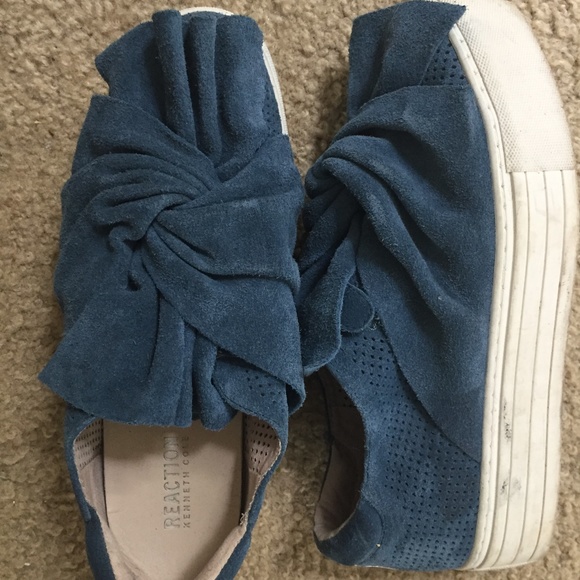 Reaction Kenneth Cole Blue Platform Shoes Sz 8-8.5 - Picture 1 of 6